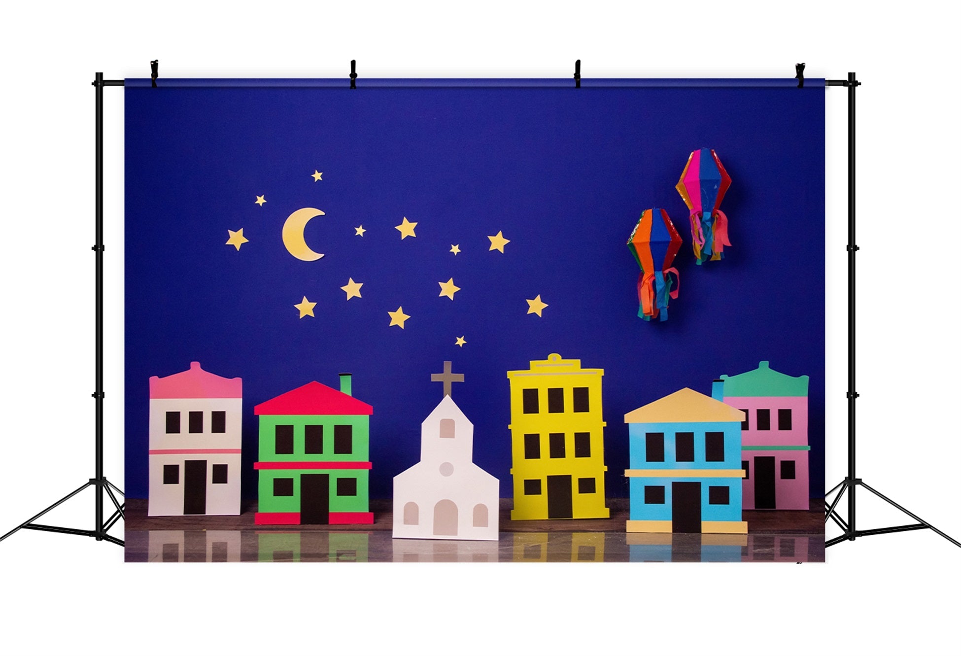 Fond Studio Nouveau-né Village Papier Nuit Étoilée Par Magali