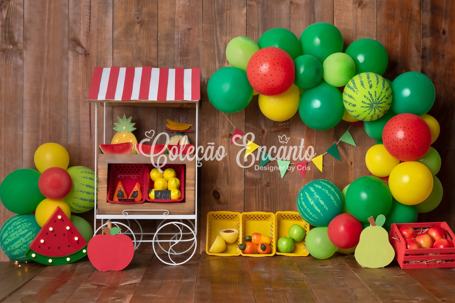 Toile de fond Nouveau-né Arche Ballons Stand Pastèques Par Magali