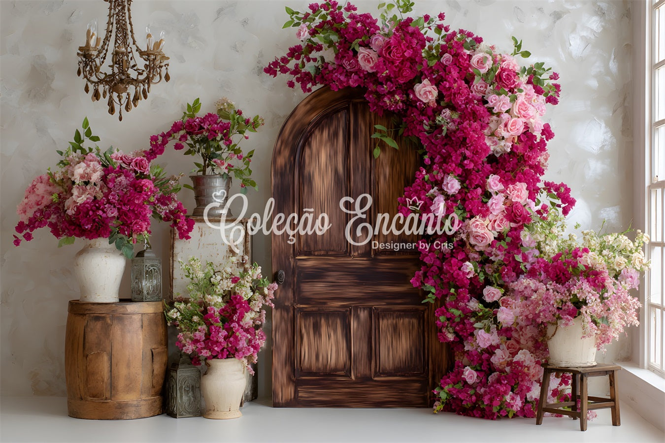 Fond Studio Fête des Mères Cadre Porte Bougainvilliers Floraux Par Magali