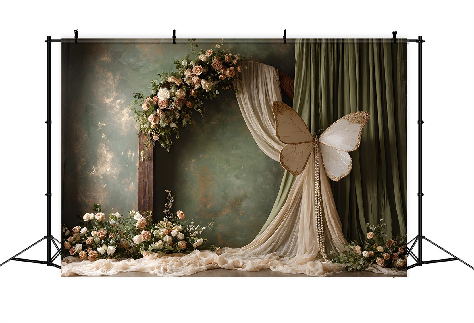 Fond Photo Fête des Mères Arche Florale Romantique Papillons Par Magali