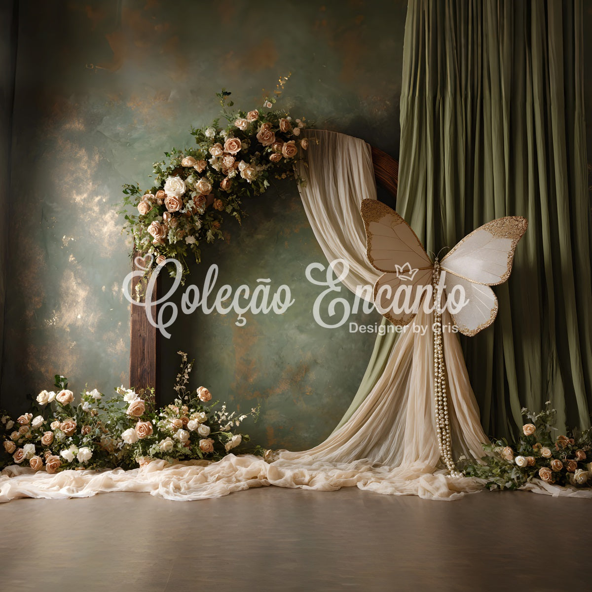 Fond Photo Fête des Mères Arche Florale Romantique Papillons Par Magali