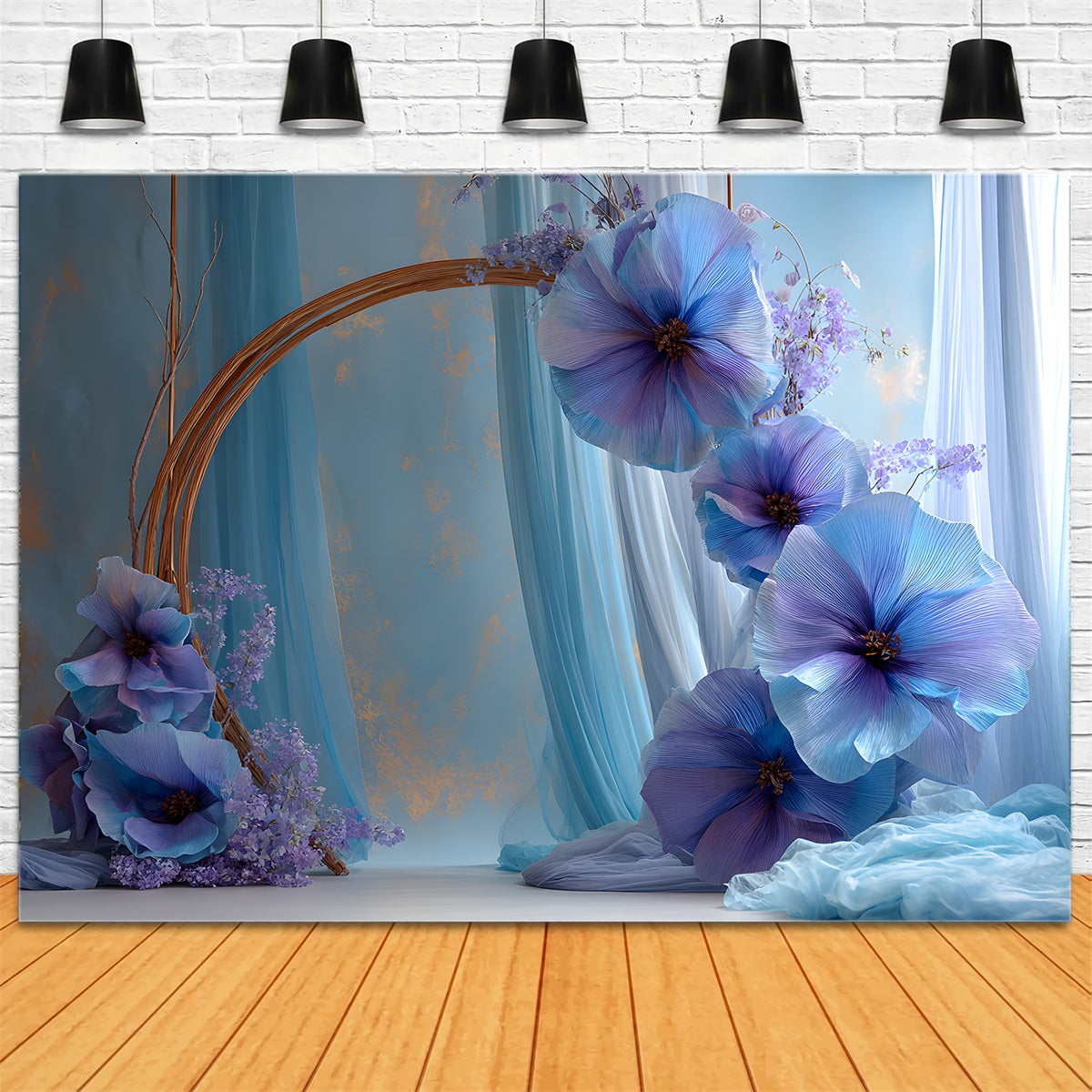 Toile de fond Fête des Mères Arche Florale Violette Papillons Par Magali