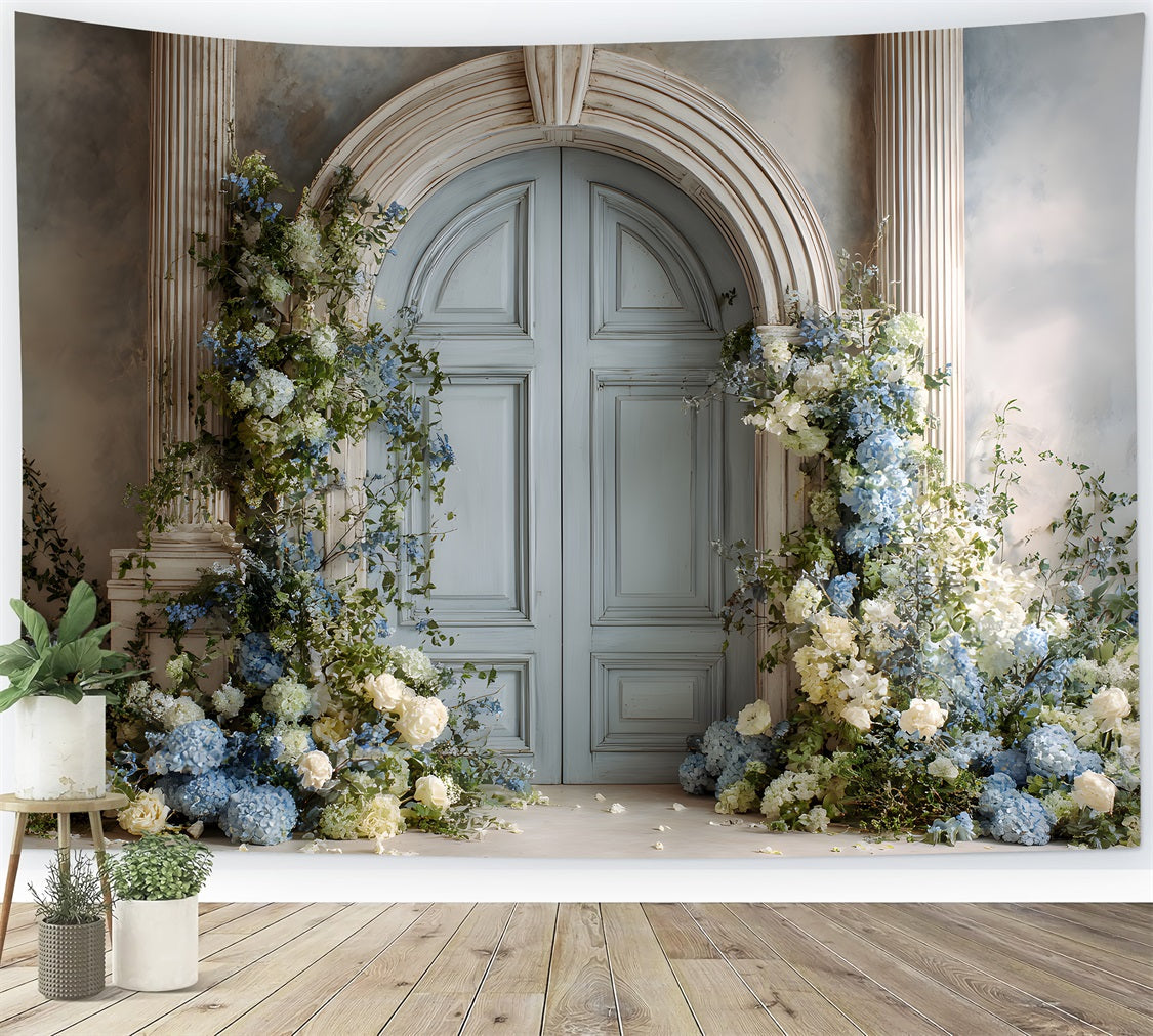 Toile de fond Fête des Mères Hortensias Bleus Roses Blanches Par Magali