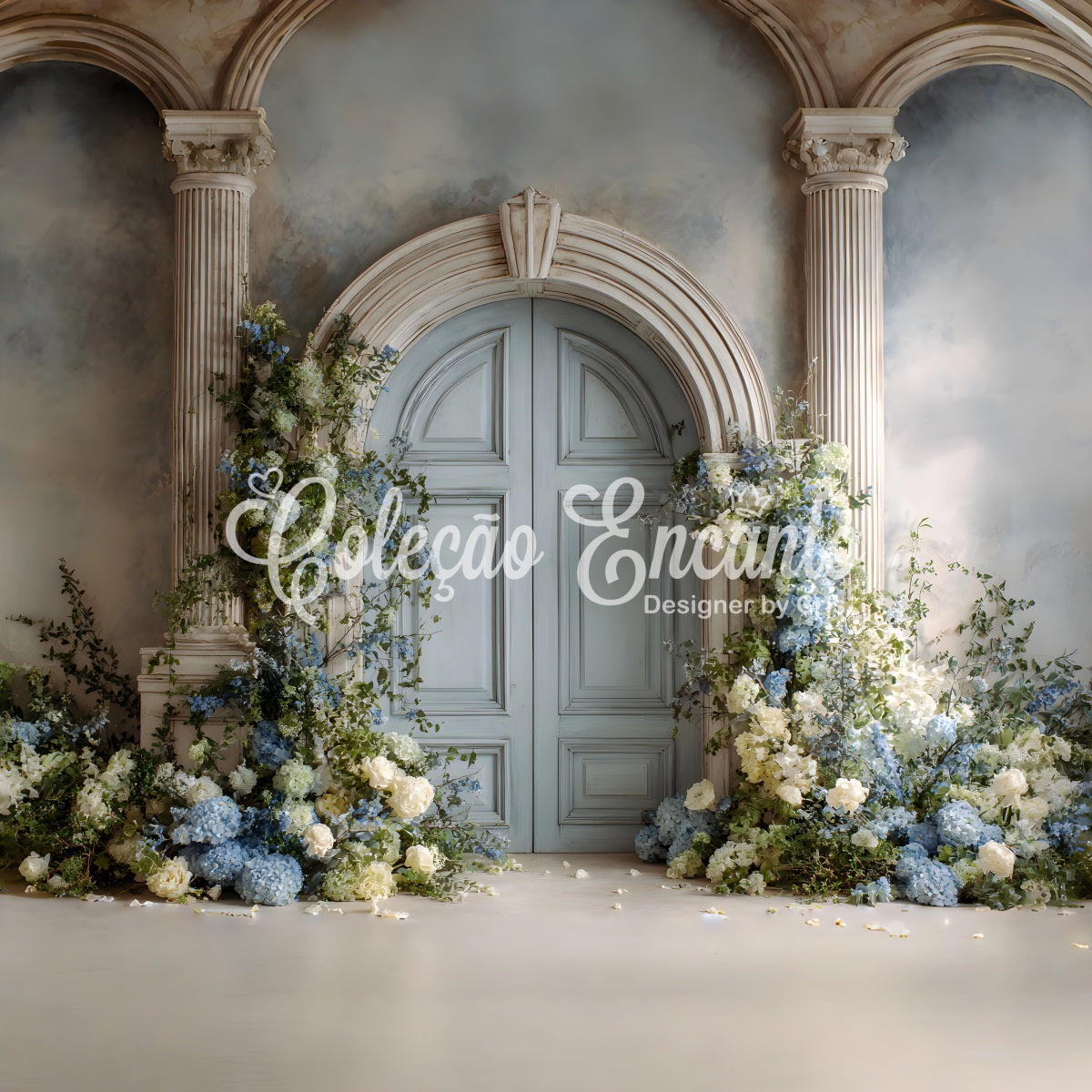 Toile de fond Fête des Mères Hortensias Bleus Roses Blanches Par Magali