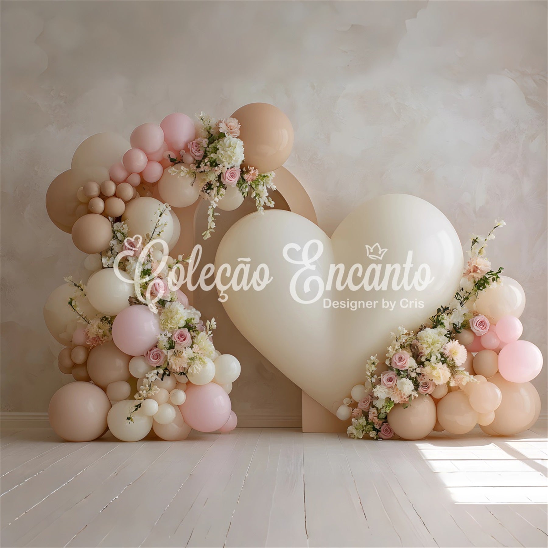 Fond Studio Fête des Mères Cœur Roses Fleurs Par Magali