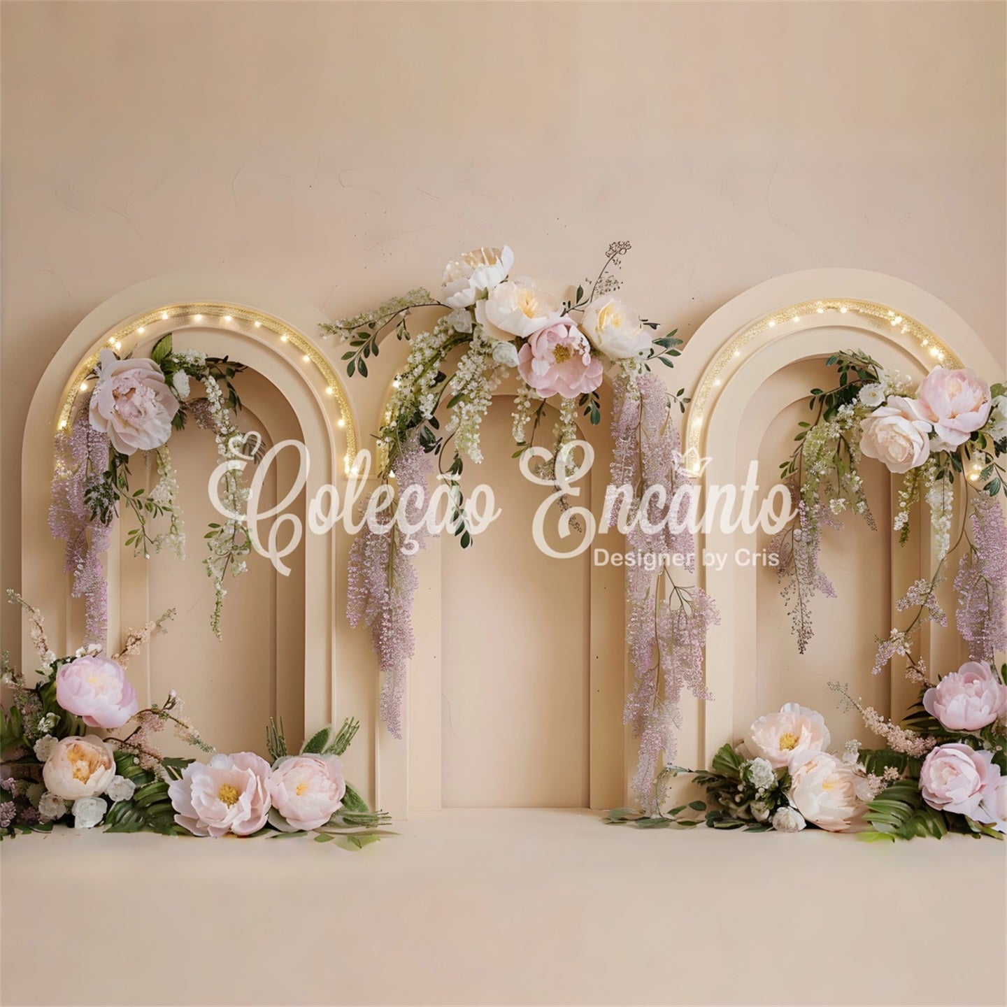 Fond Studio Fête des Mères Arche Florale Rose Romantique Par Magali