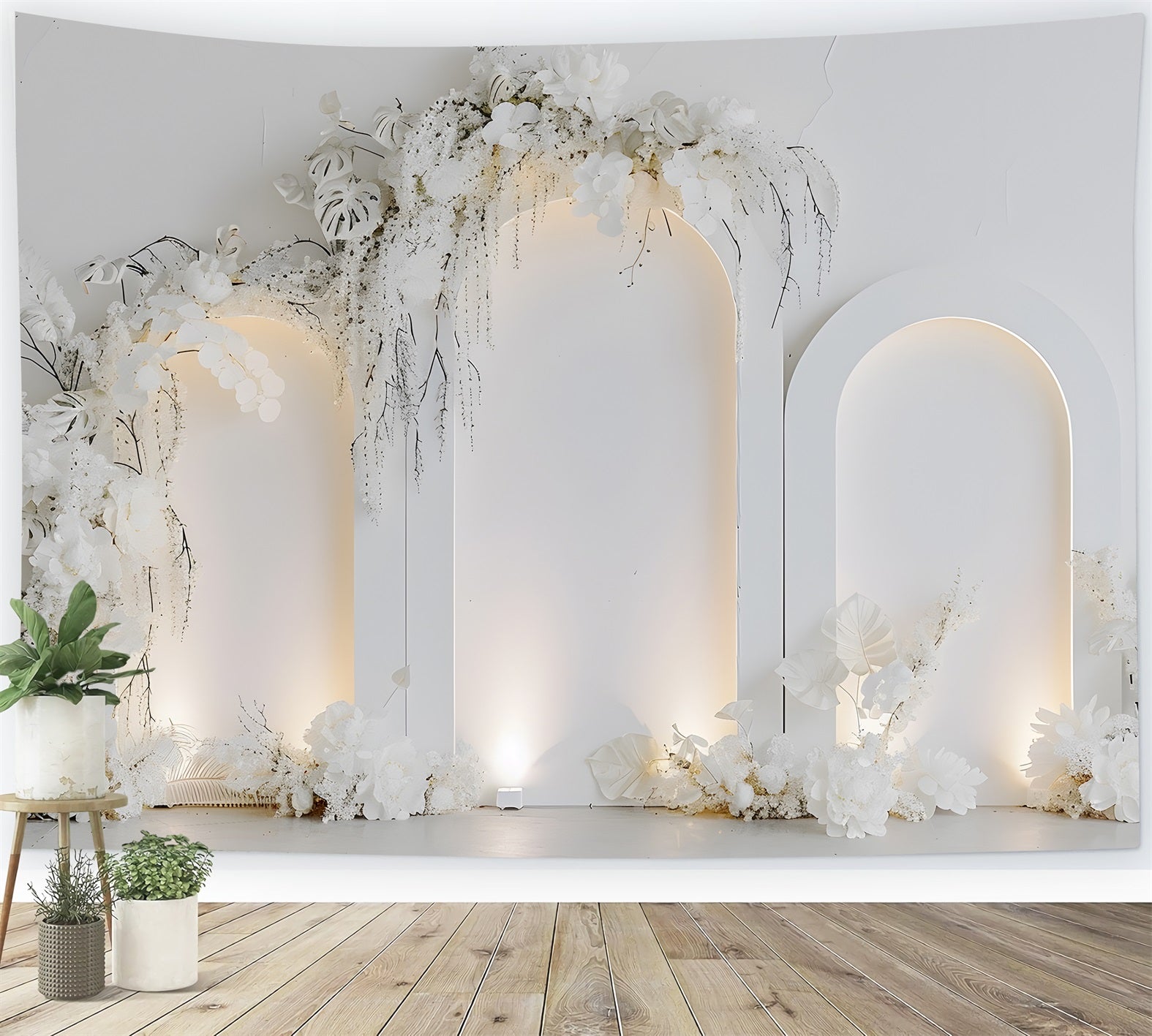 Toile de fond Fête des Mères Délice Floral Blanc Or Doux Par Magali