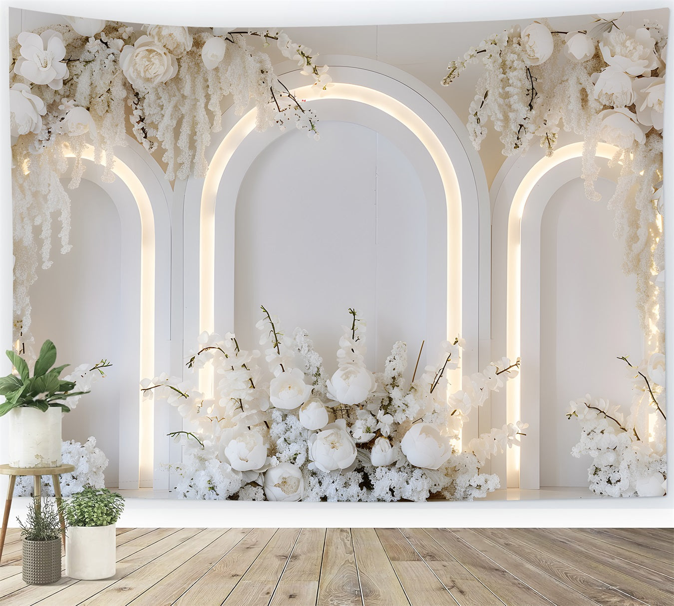 Fond Photo Fête des Mères Arche Florale Fleurs Blanches Pures Par Magali