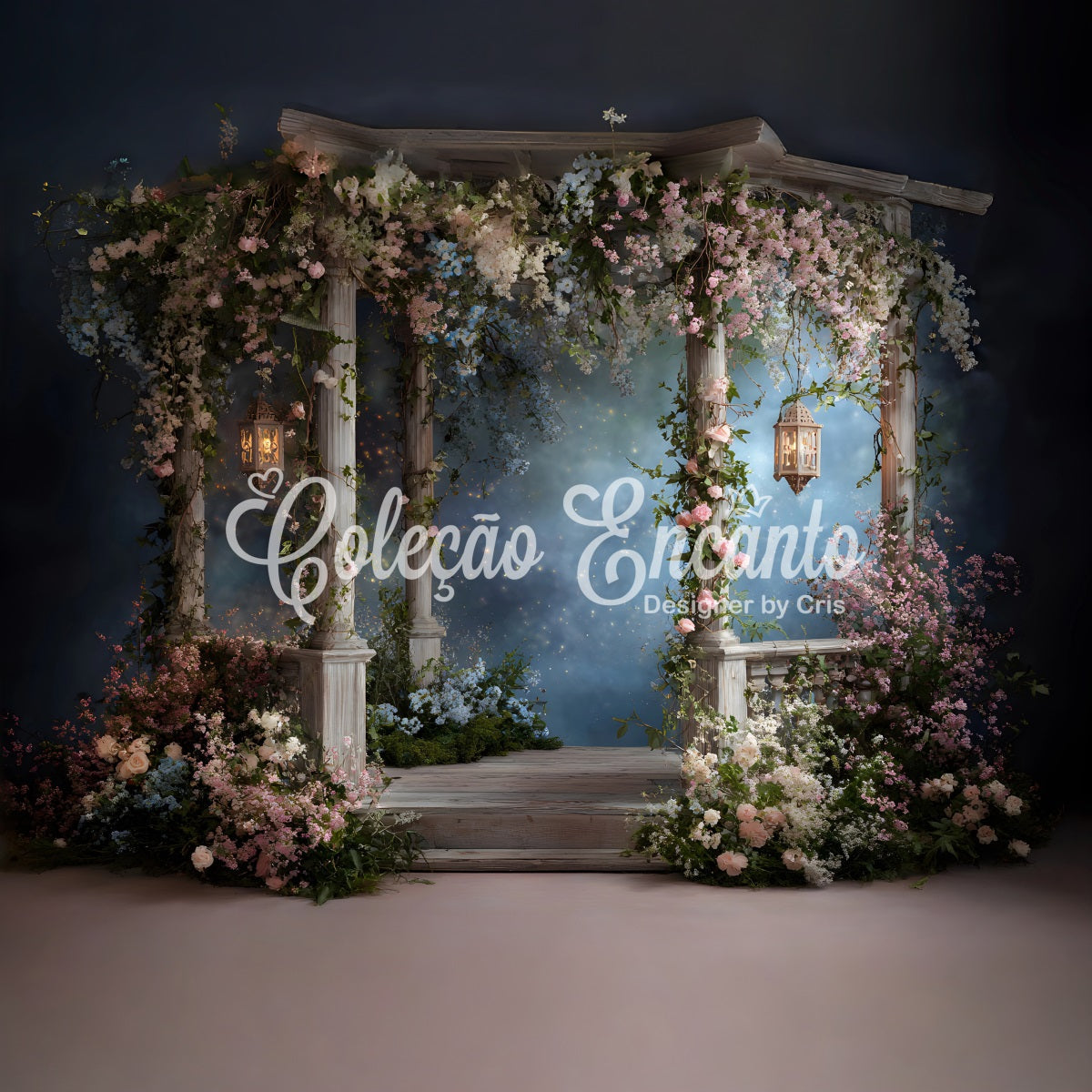 Toile de fond Fête des Mères Arche Florale Lanternes Fantaisie Par Magali