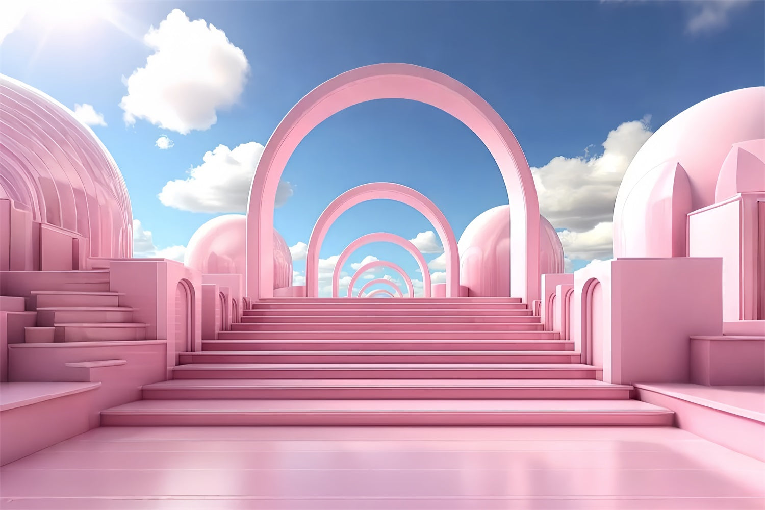 Toile de fond Poupée Mode Escalier Arches Pastel Rêveur CJJ2-101