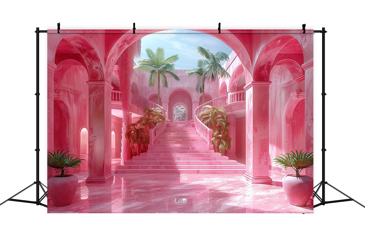 Toile de fond Fille Rose Arche Royale Escalier Rose CJJ2-109