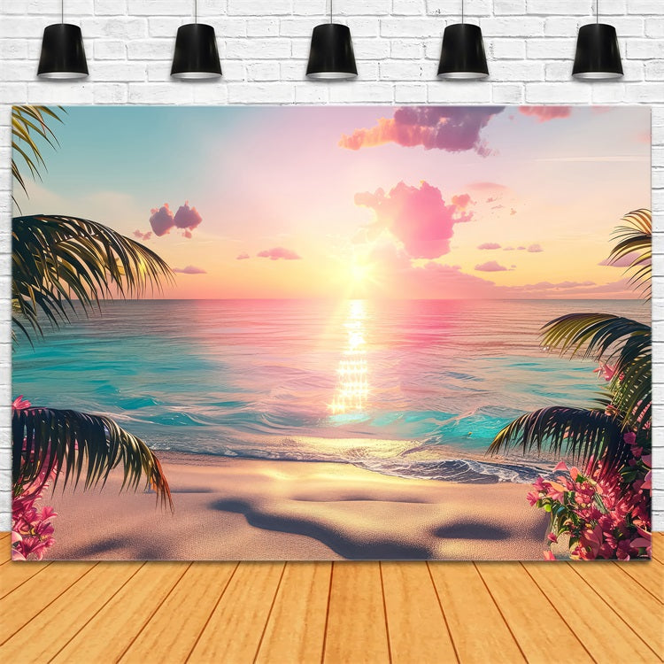 Toiles de fond Fille Rose Coucher de Soleil Paradis Plage Rose CJJ2-113