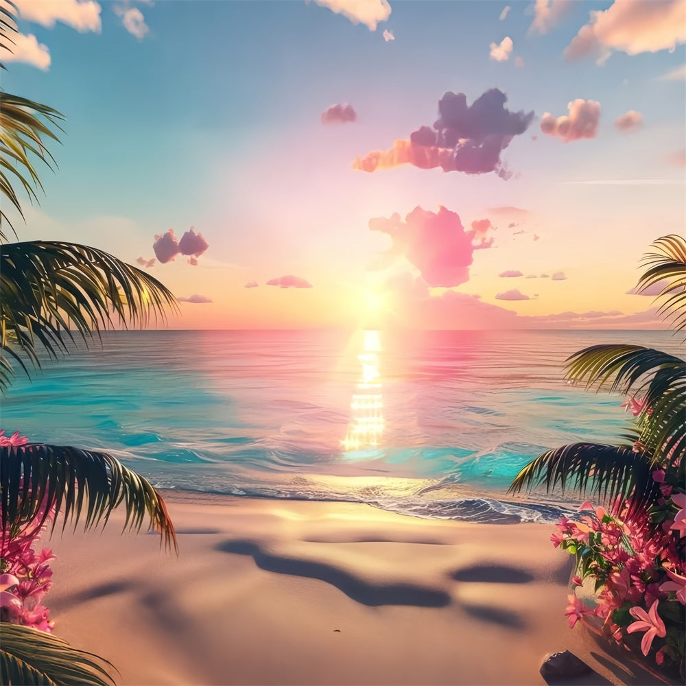 Toiles de fond Fille Rose Coucher de Soleil Paradis Plage Rose CJJ2-113