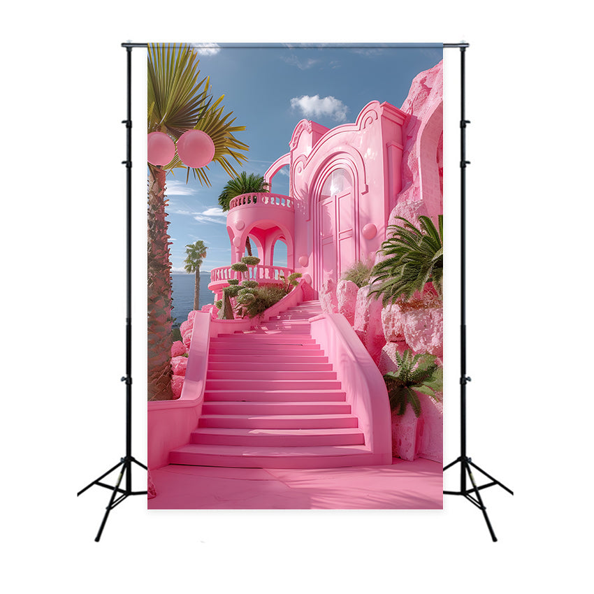 Toile de fond Fille Rose Idées Entrée Château Escalier CJJ2-116