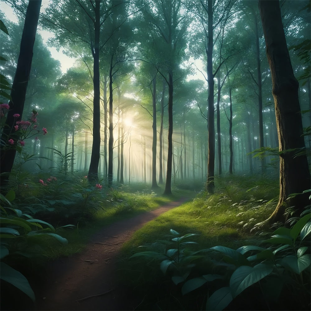 Toile de Fond Bois Chemin Forêt Rayons de Soleil Tranquille CJJ2-130