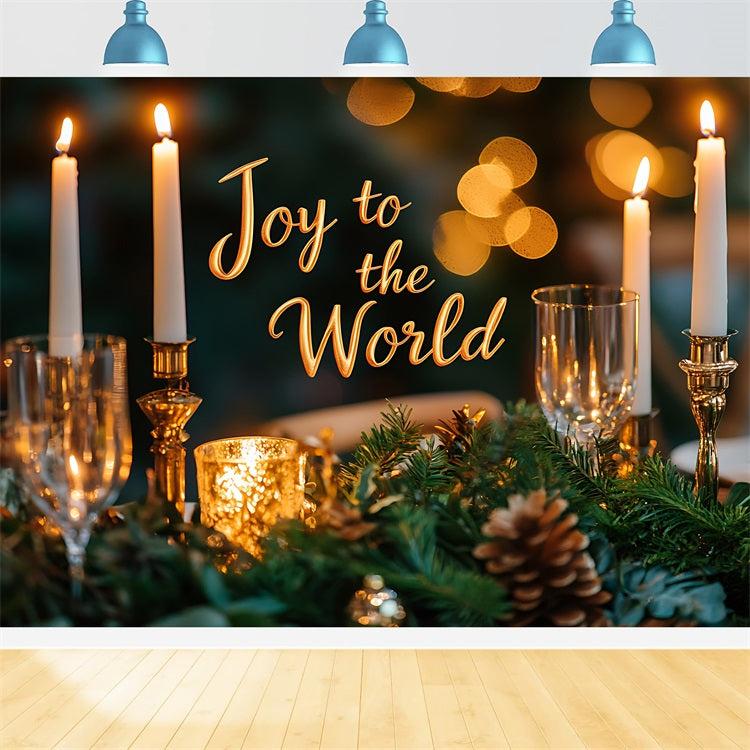 Toile de Fond Joie sur la Terre Lumière de Bougie Dorée Noël CJJ2-20