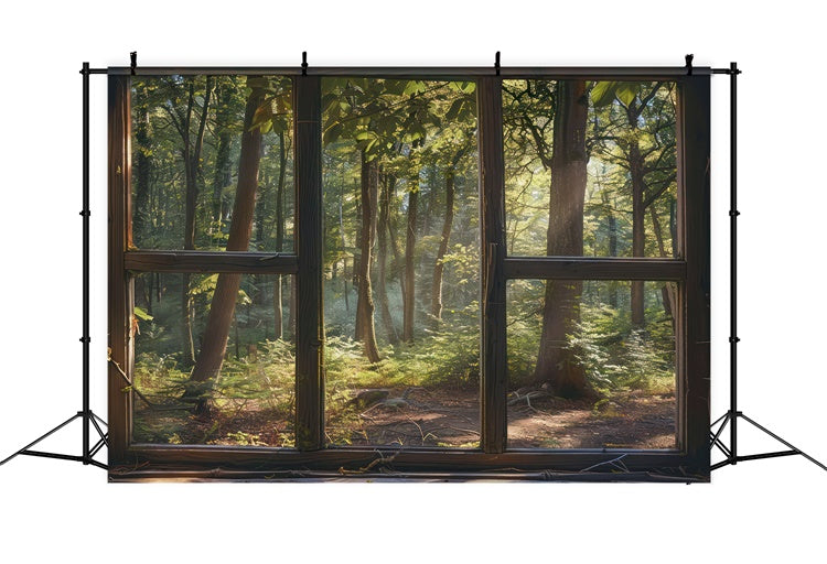 Toile de Fond Bois Scène Fenêtre Forêt Tranquille CJJ2-30