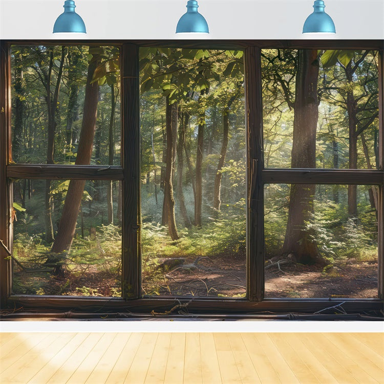 Toile de Fond Bois Scène Fenêtre Forêt Tranquille CJJ2-30