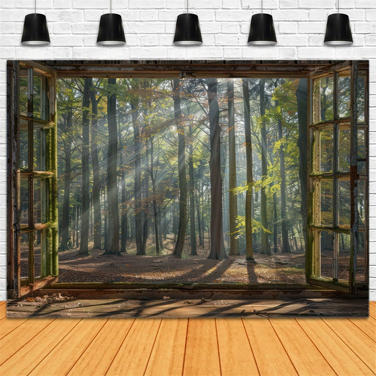 Toile de Fond Forêt Idées Cabane Vintage Fenêtre Rayons de Soleil CJJ2-31
