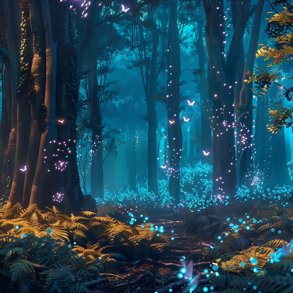 Toile de Fond Forêt Idées Lucioles Rêveuses Clair de Lune CJJ2-43
