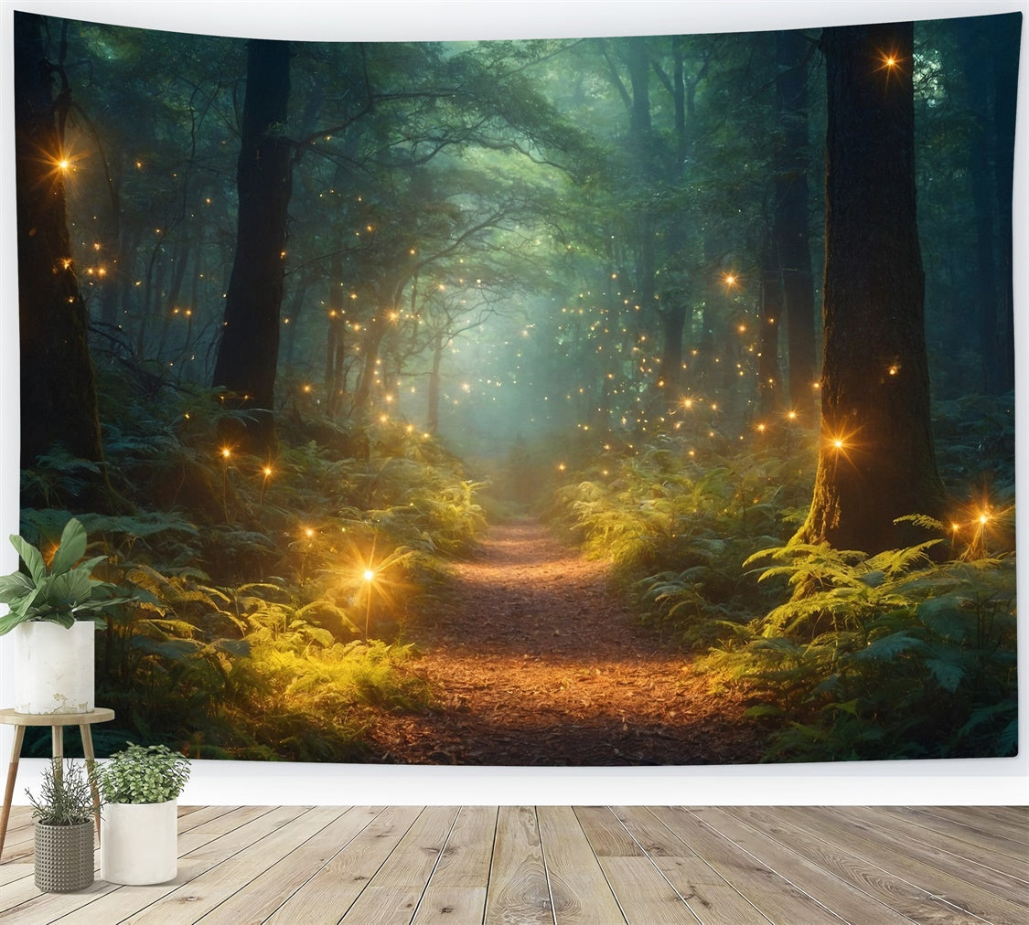 Toile de Fond Photo Forêt Magie Lucioles Rêveuses CJJ2-56