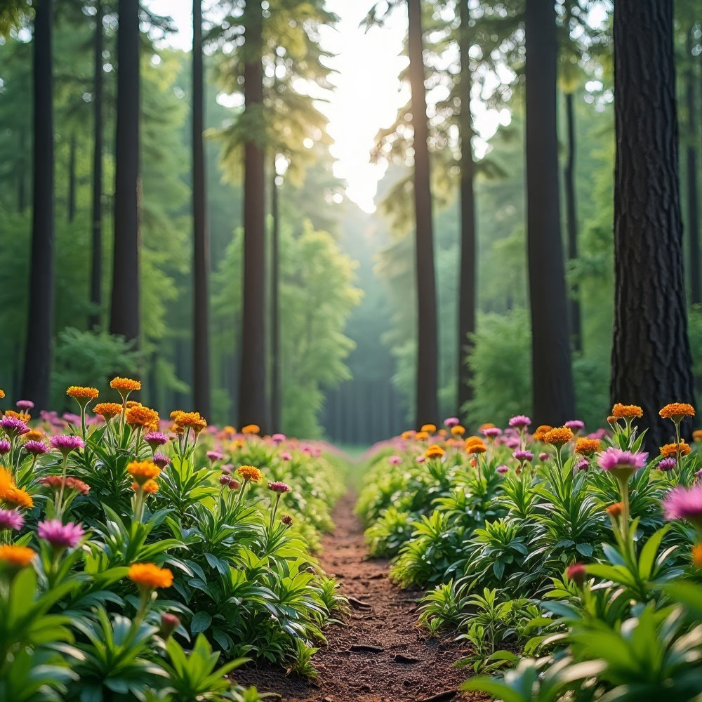 Toile de Fond Forêt Sentier Fleuri Épanoui CJJ2-58