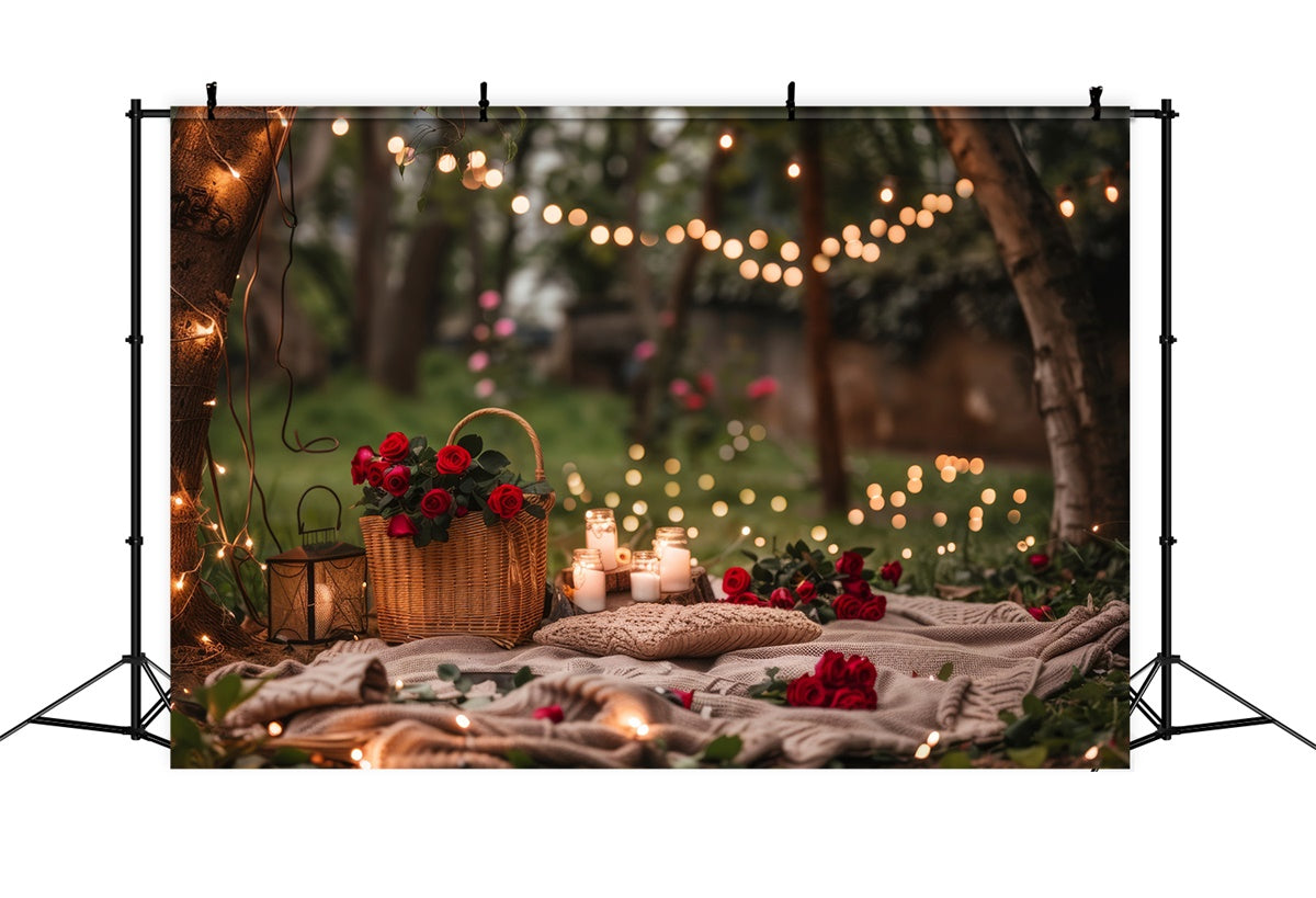 Toile de Fond Forêt Photographie Pique-Nique Romantique Chandelles CJJ2-66