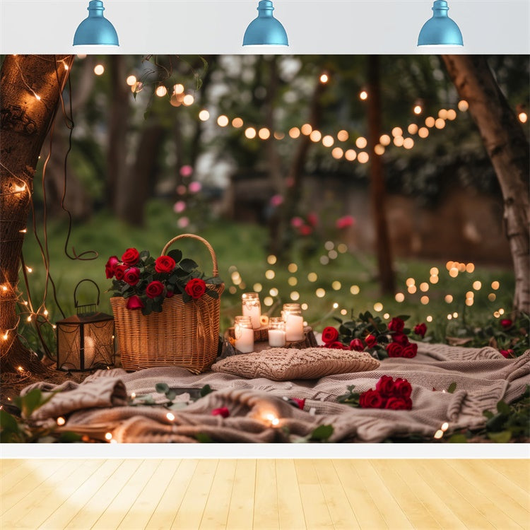 Toile de Fond Forêt Photographie Pique-Nique Romantique Chandelles CJJ2-66