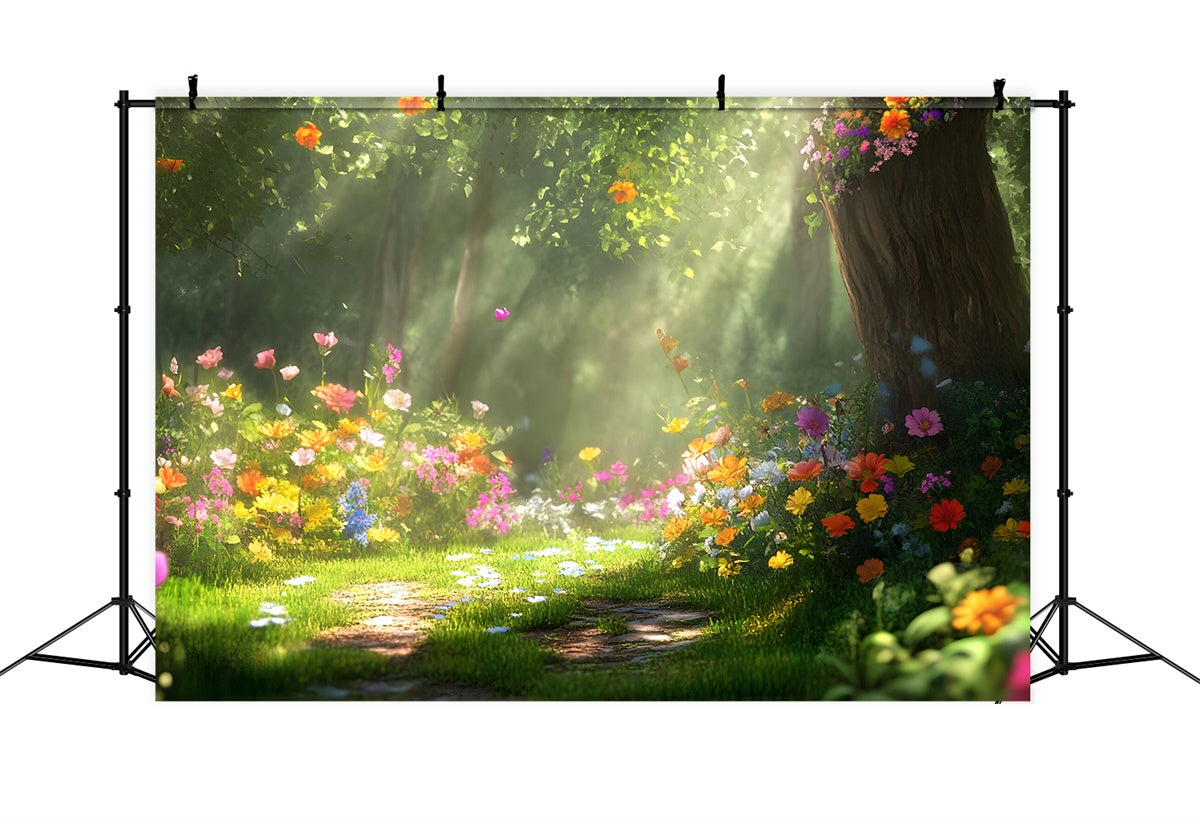 Toile de Fond Forêt Photographie Prairie Fleurie Rêveuse CJJ2-68