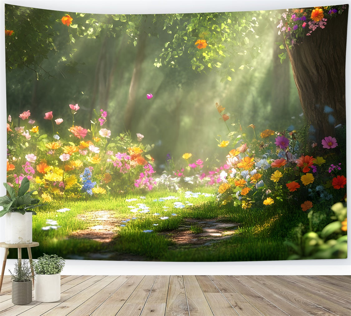 Toile de Fond Forêt Photographie Prairie Fleurie Rêveuse CJJ2-68