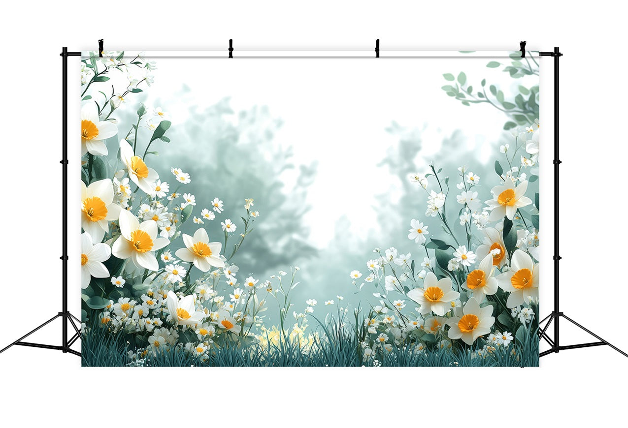 Toile de Fond Jonquille Épanouissement Blanc Serin Fleur CJJ2-8