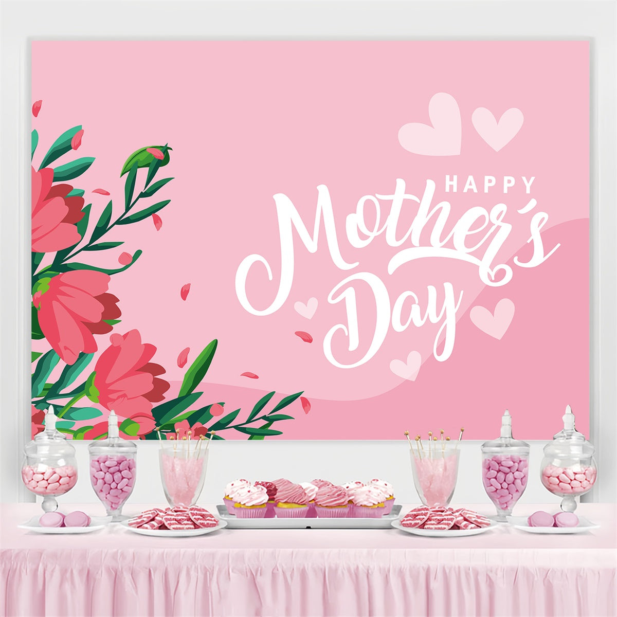 Toile de fond Fête des Mères Personnalisable Rêveuse Fleur Pastel CJJ3-101