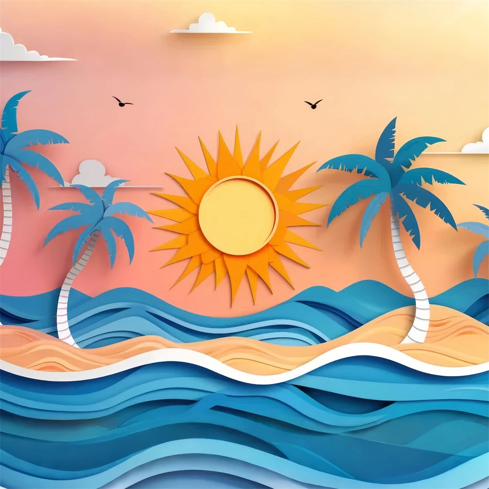 Toile de fond de Plage Été Photographie Papier Coloré CJJ3-233