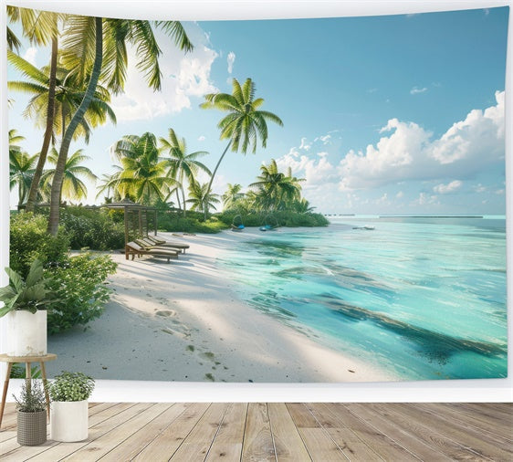 Toile de fond de Plage Été Photographie Station Balnéaire Paradis CJJ3-236