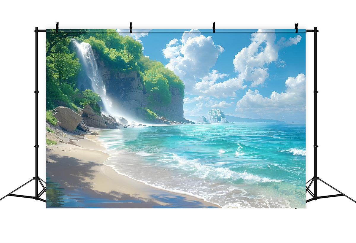 Toile de fond de Plage Été Photographie Cascade Océan CJJ3-240