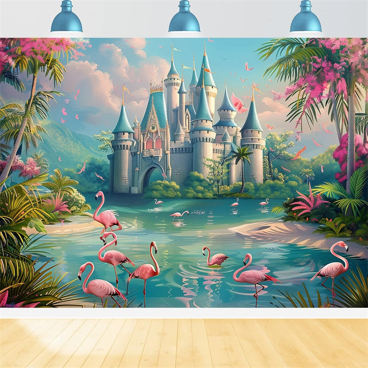 Toile de fond Été Tropicale Oiseaux Château de Rêve CJJ3-242