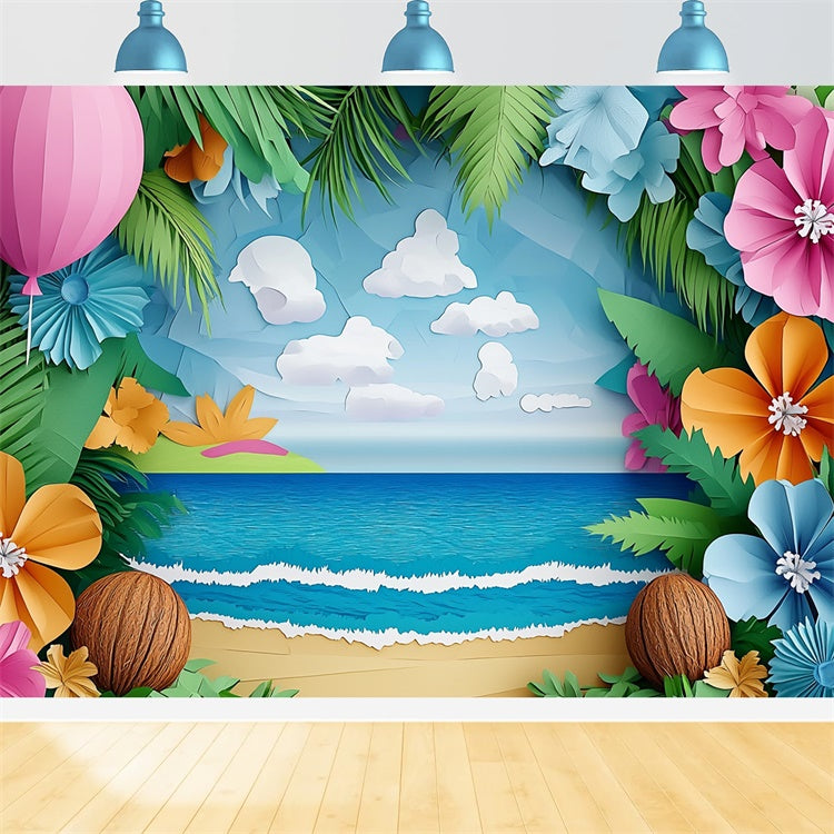 Toile de fond Été Fleurs de Plage Artisanales CJJ3-250