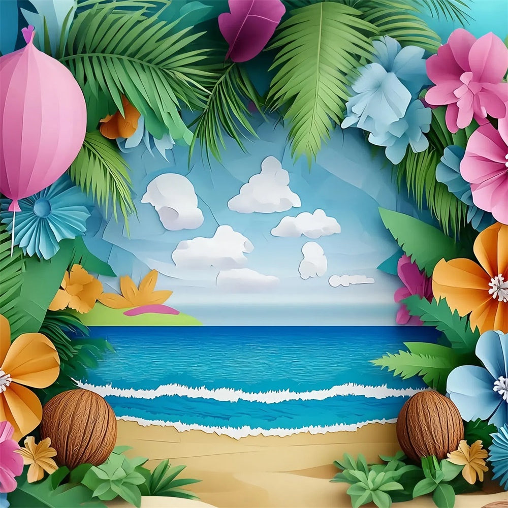 Toile de fond Été Fleurs de Plage Artisanales CJJ3-250