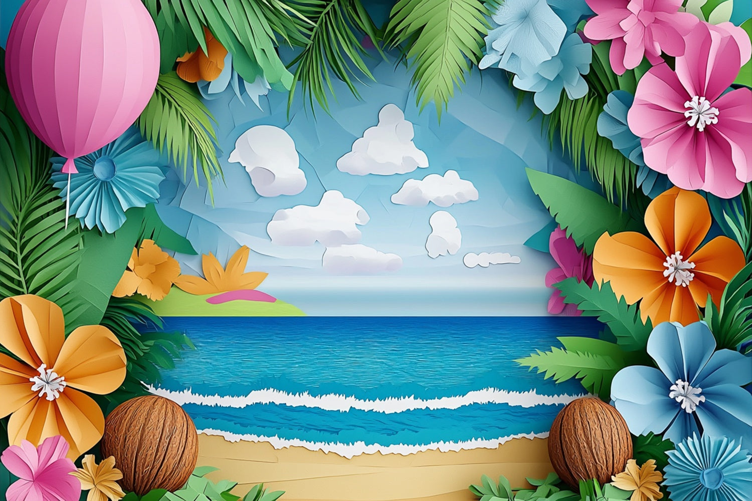 Toile de fond Été Fleurs de Plage Artisanales CJJ3-250