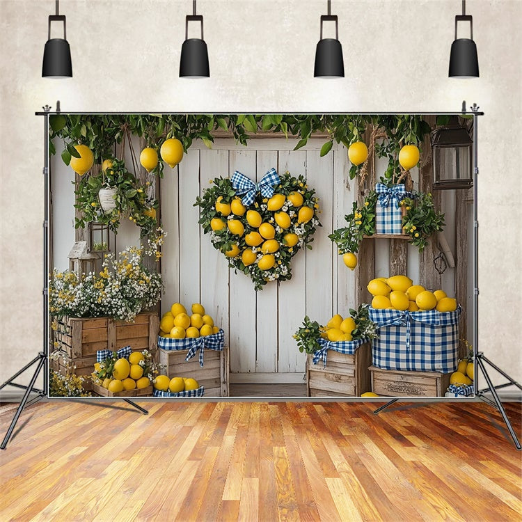 Toile de fond Été Citron Cœur Couronne Porte CJJ3-261