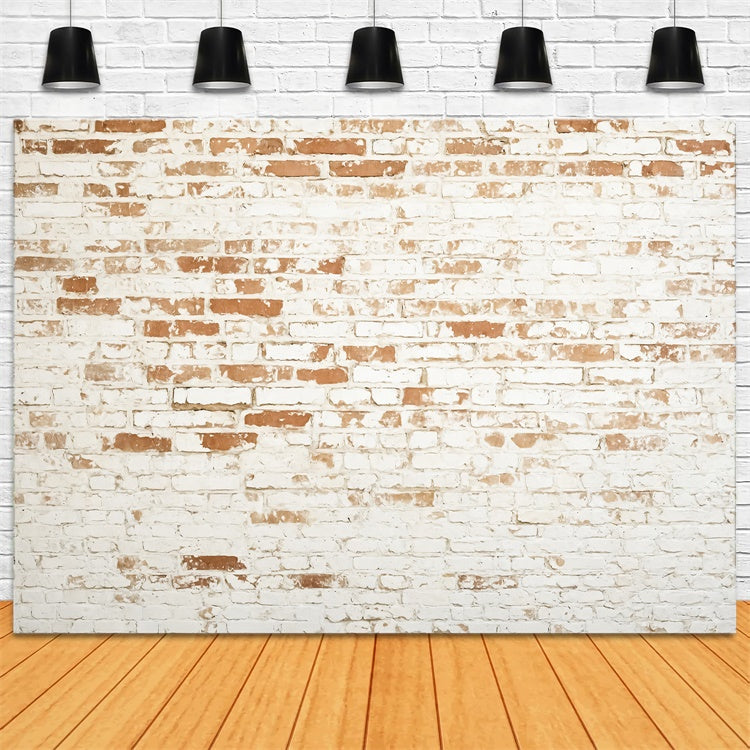 Toile de fond Mur Brique Texture Blanche Érodée CJJ3-37