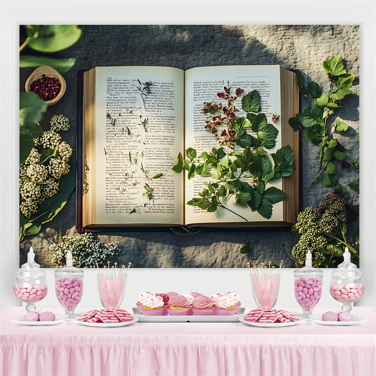 Toile de fond Journée Mondiale du Livre Livre Ouvert Botanique Nature CJJ3-63