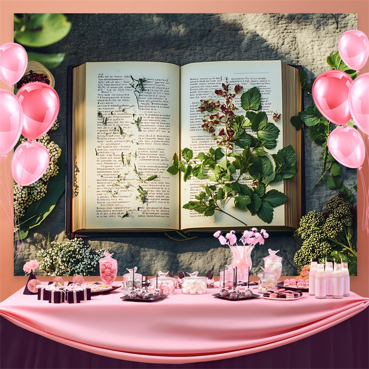 Toile de fond Journée Mondiale du Livre Livre Ouvert Botanique Nature CJJ3-63
