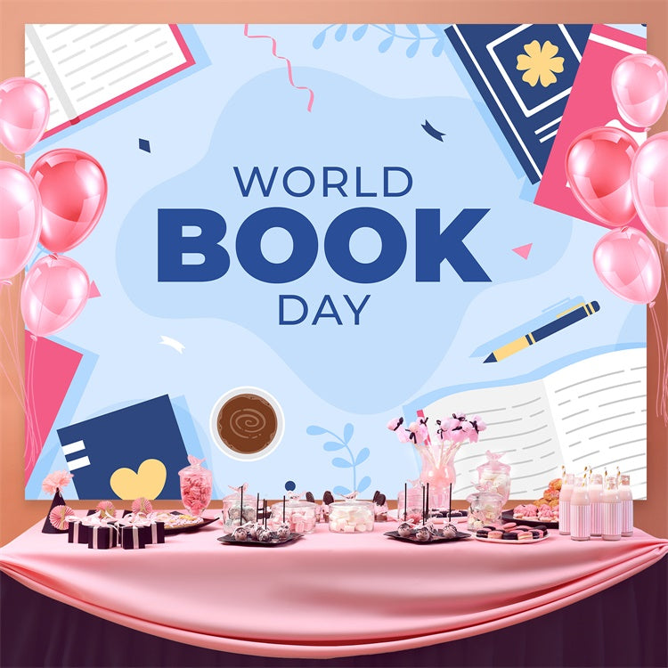 Toile de fond Journée Mondiale du Livre Livres Élégants et Café CJJ3-68