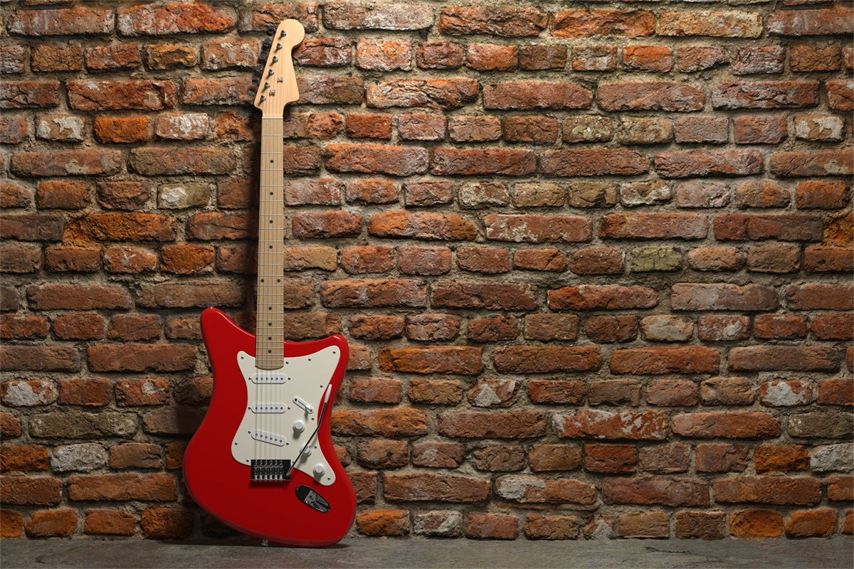 Toile de fond Mur Brique Guitare Rouge Électrique CJJ3-8