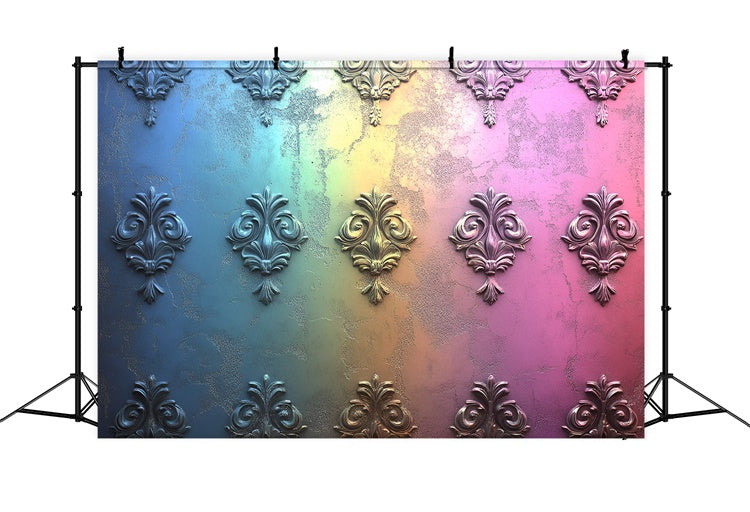 Toile de fond Mur Vintage Motif Métallique Coloré en Relief CSH2-222