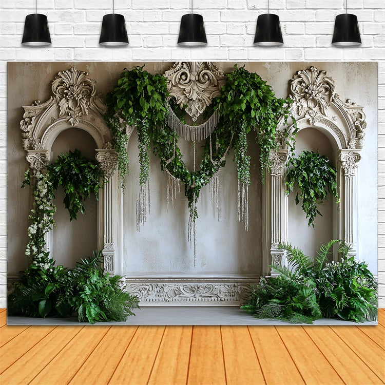 Toile de fond Mur Vintage Arche Vintage Drapée de Verdure CSH2-225