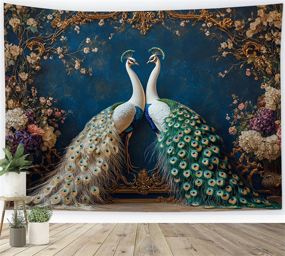 Toile de fond Mur de Fleurs Paon Royal Cadres Floraux CSH2-230