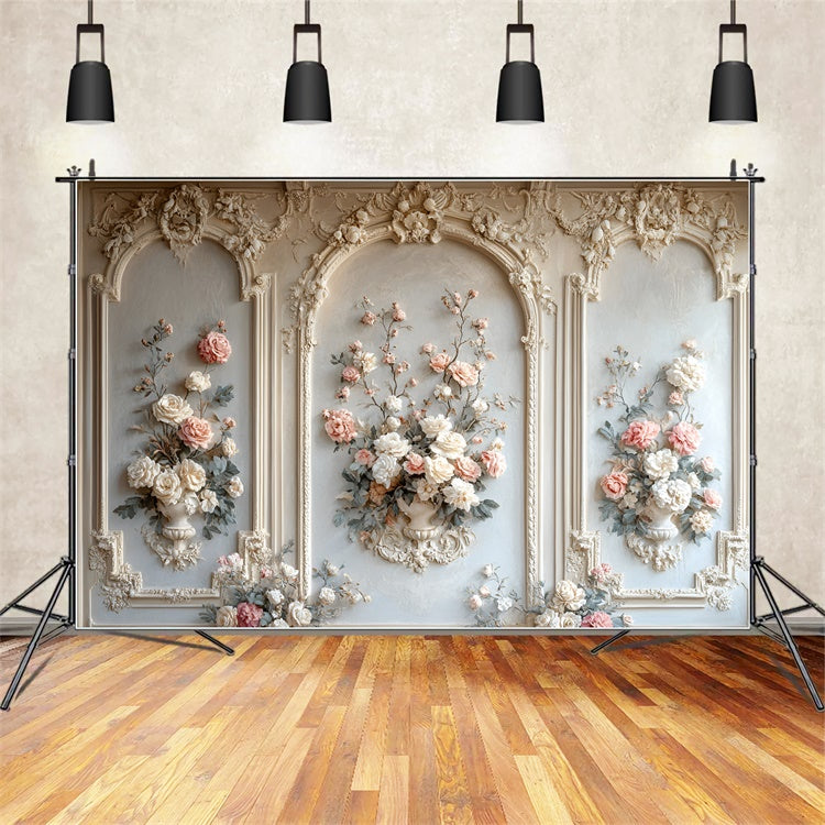 Toile de fond Mur de Fleurs Intemporelle Arche Florale Crème CSH2-235
