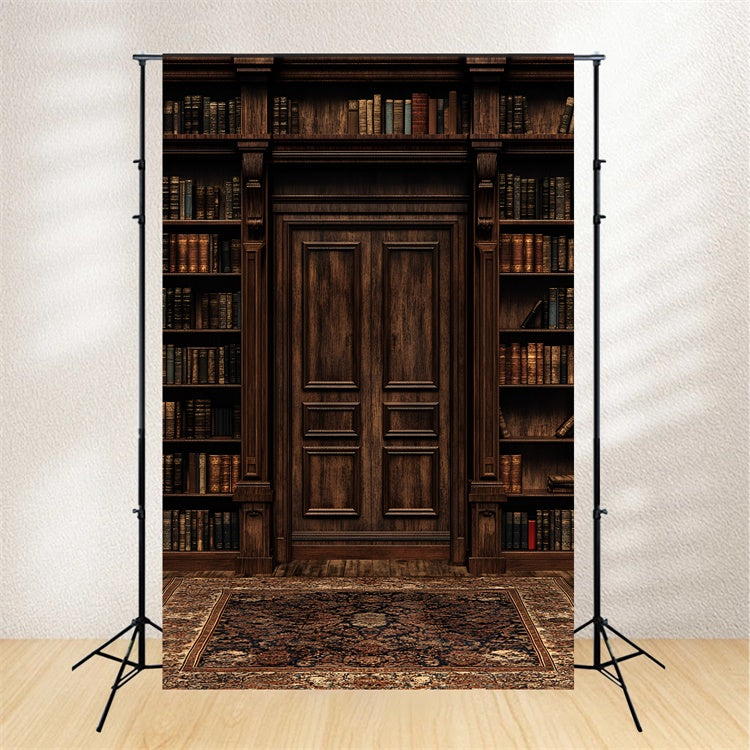 Toile de fond Mur en Bois Élégante Bibliothèque Porte en Bois CSH2-248